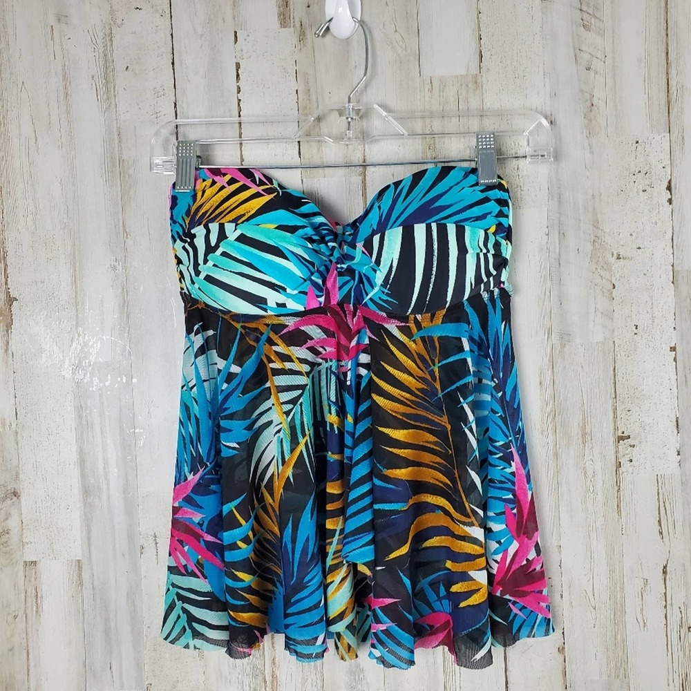 Kona Sol Sheer Floral Brand New Swimsuit Top Size Small Blue Women